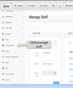 Staff management system