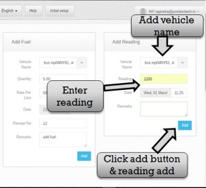 Transportation management system add vehicle reading