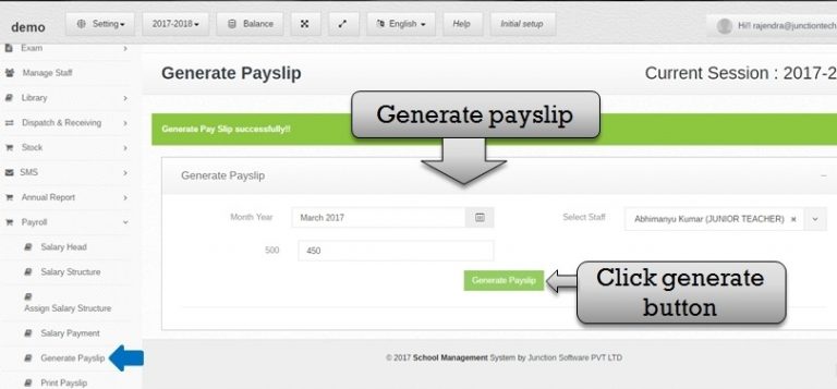 payslip_generate - MySchool ZeroERP