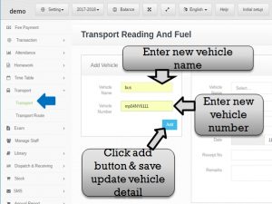 Transportation management system add update vehicle