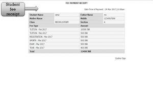 Student fee receipt