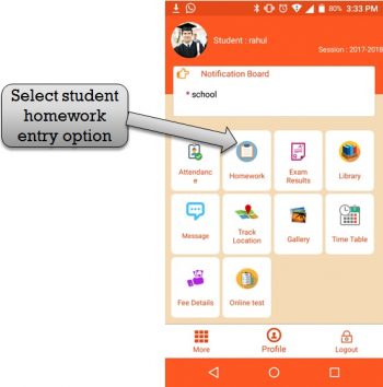 ZeroERP School Management App Software – Student Homework